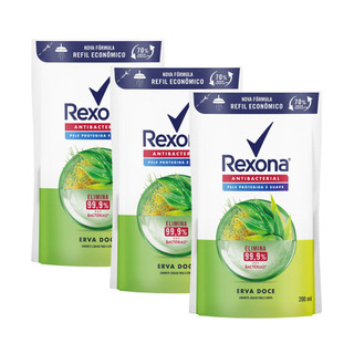 Kit 3 Sabonete Líquido Rexona Antibacterial Erva-Doce Refil 200ml em Oferta na Shopee