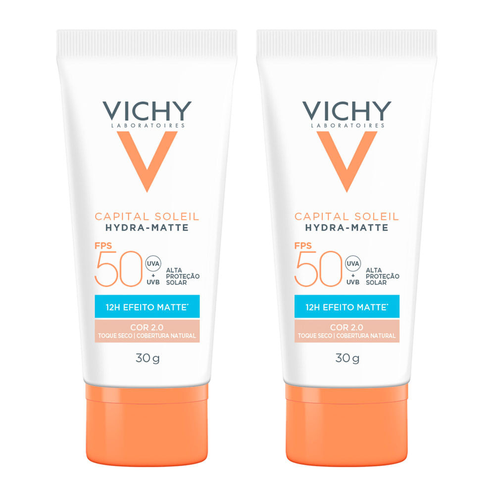 Kit 2 Protetor Solar Vichy Capital Sole Hydra Matte FPS 50 Cor 2.0 30g em Oferta na Shopee