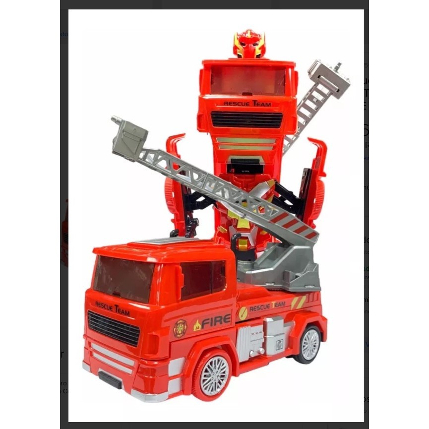 Brinquedo Caminhão Bombeiro Transformers Robô Som E Luz Água