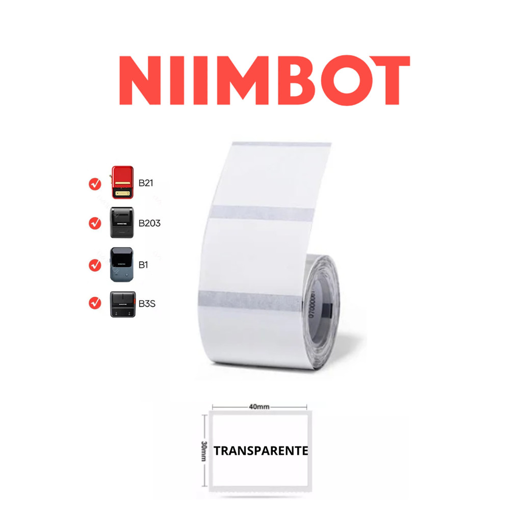 Rolo de Etiqueta Transparente 40x30mm p/ Niimbot B1/b21 3 B3s em Oferta na Shopee
