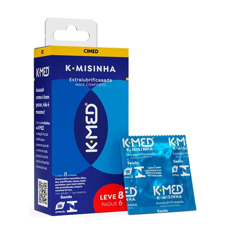 Preservativo Masculino K-Misinha K-Med Extra Lubrificado Leve 8 Pague 6 Unidades em Oferta na Shopee