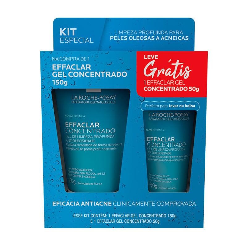 Kit Gel de Limpeza Facial La Roche-Posay Effaclar Concentrado 150g + 50g em Oferta na Shopee
