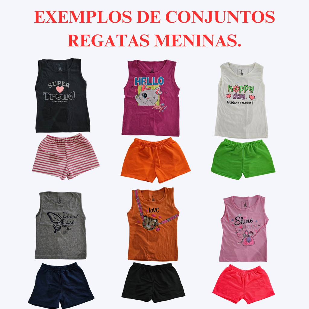 Conjunto Infantil Menina Verão 2 ao 10 - Regata e Shorts - Sortido