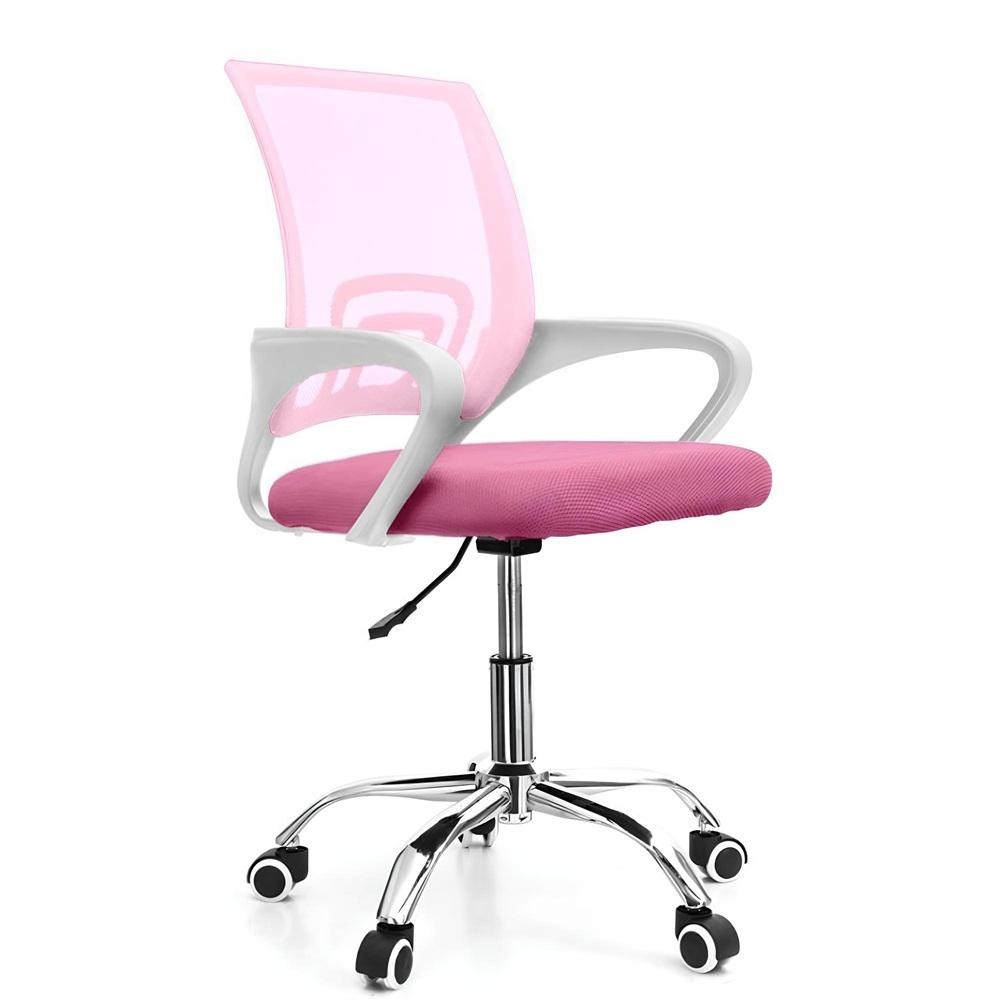 Cadeira de Escritório Secretária Base Cromada com Rodinha Fortt Lisboa Rosa - CSF02-R
