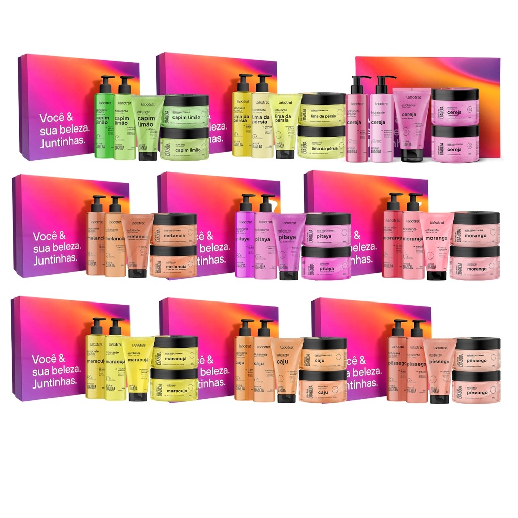 Kit Cuidado Rosto E Corpo Hidrata Esfoliação Aromas Labotrat em Oferta na Shopee