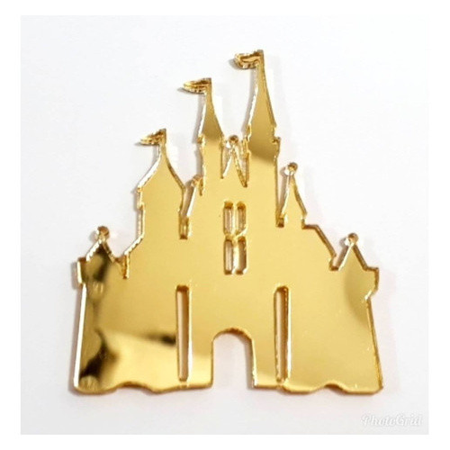 Aplique Castelo Em Acrílico Espelhado Dourado 4 cm em Oferta na Shopee