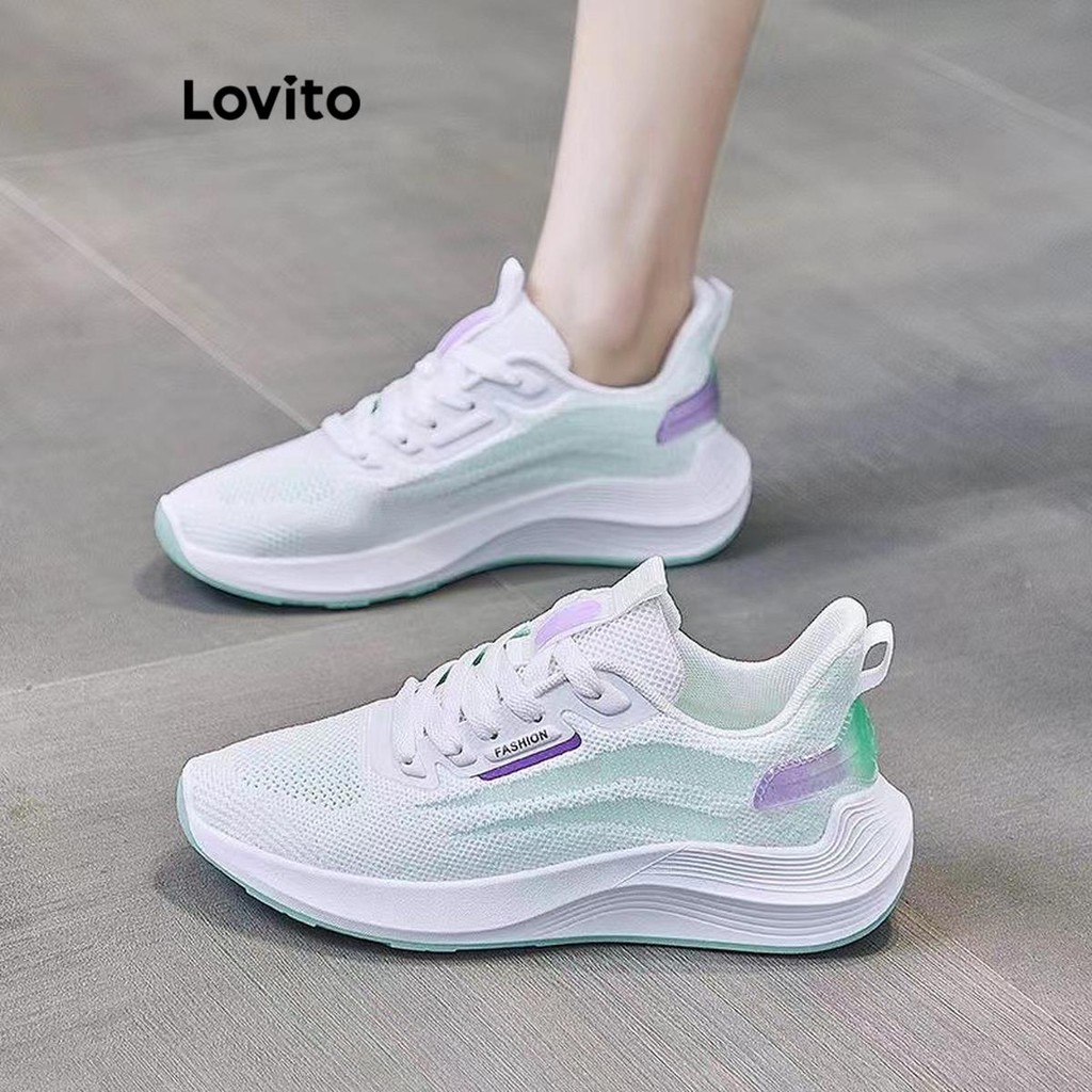 Lovito Esporte simples versão sapatos malha respirável esportes correndo moda tênis para m...