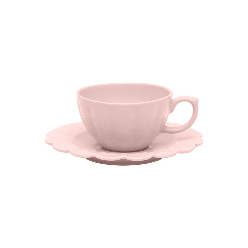 Jogo de 6 Xícaras de Chá Grande 220ml com Pires Flora Dália - Home & Living