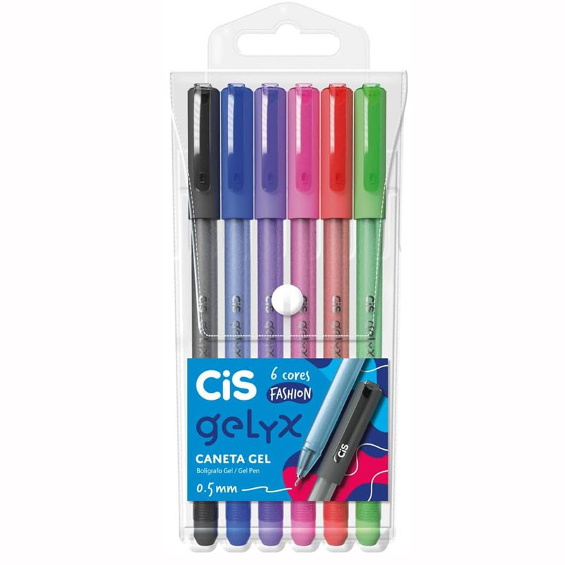 Caneta gel 0.5mm Gelyx com 6 cores Cis