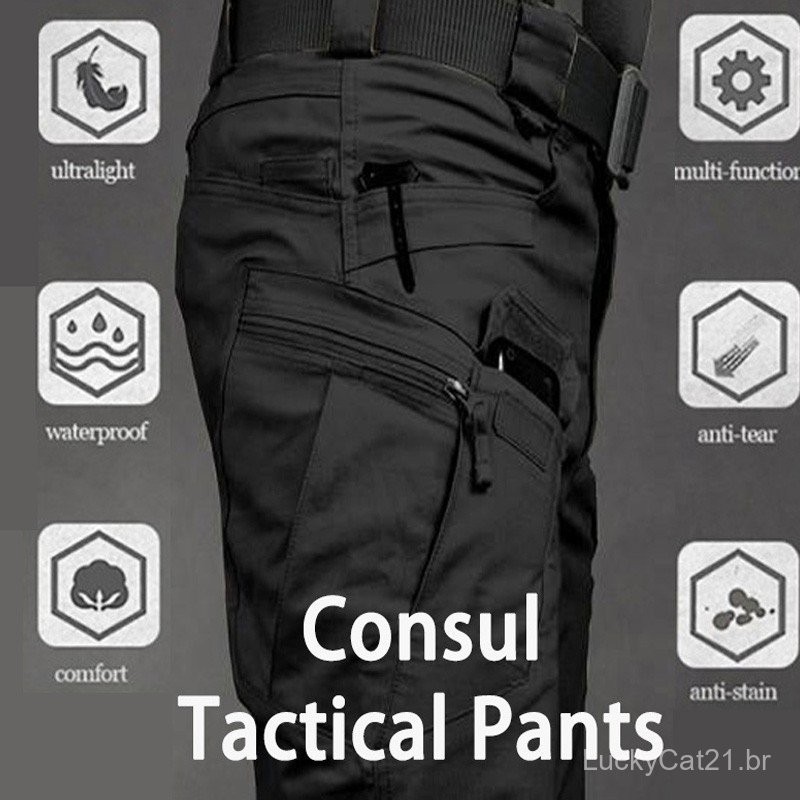 Calças Táticas Militares Masculinas Multi Impermeáveis com Absorção de Suor e Bolso para Treino/Roupas de Trabalho