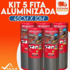 Kit 5 Fita Manta Asfáltica Aluminizada 45cm 10mt Multiuso Drykofita