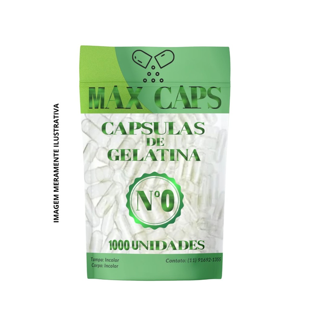 1000 Cápsulas Vazias de Gelatina Incolor Nº 0 (500mg) - Max Caps em Oferta na Shopee