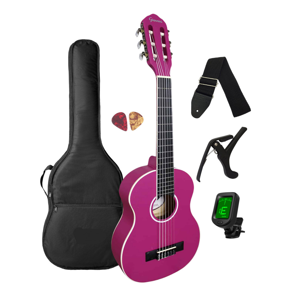 Violão Giannini Infantil 1/2 NR PKS Pink Satin + Acessórios