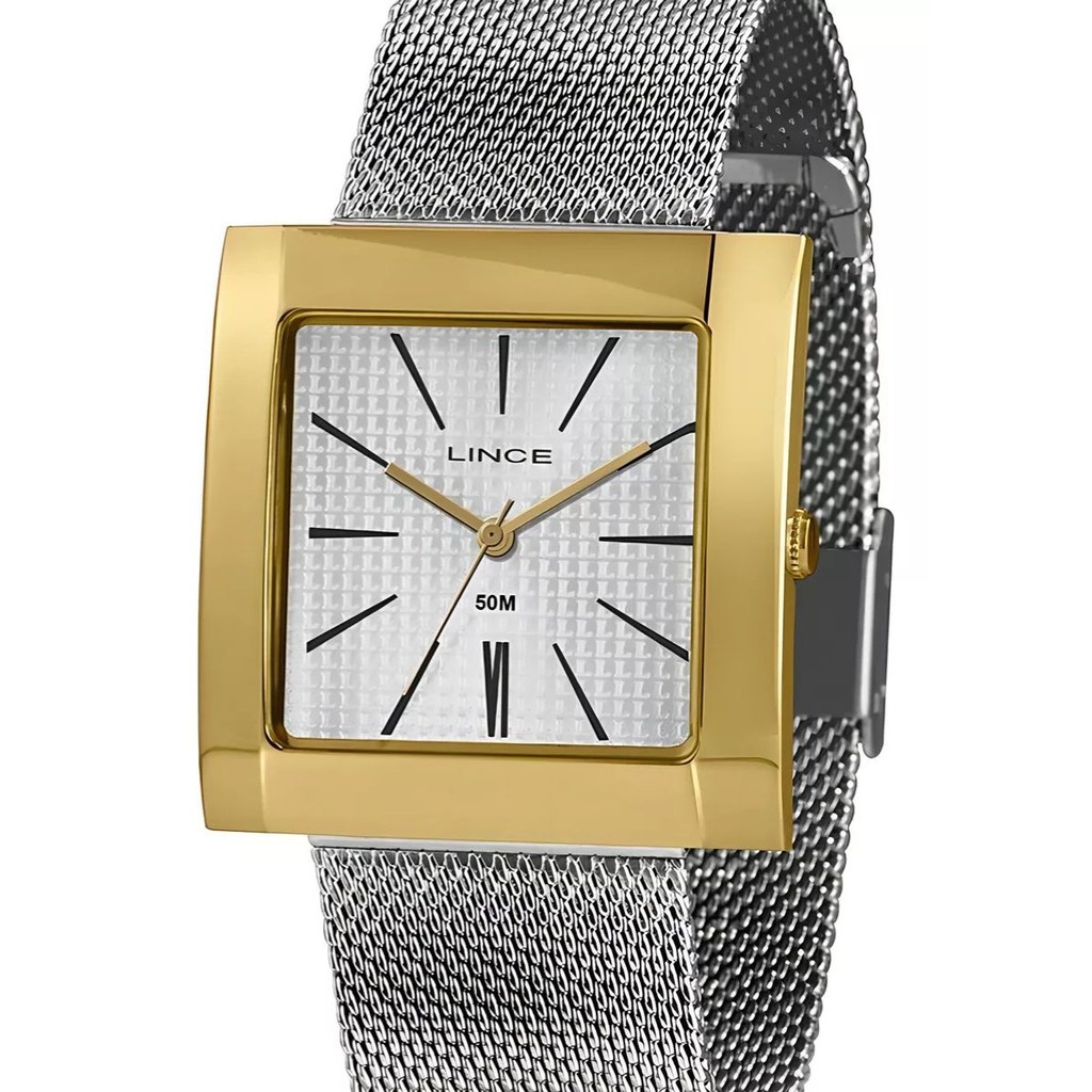RELÓGIO LINCE FEMININO QUADRADO PRATA E DOURADO LQT4654L B1SX em Oferta na Shopee