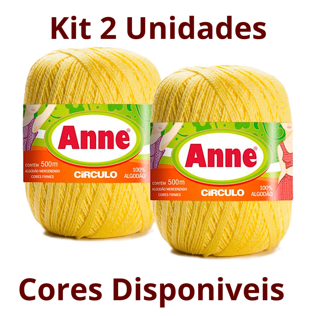 Kit 2 Linha Fio Anne 100% Algodão Mercerizado Circulo - 500m Para Croche e Trico em Oferta na Shopee