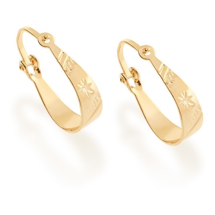 Brinco Argola Infantil Trabalhada. 1,8 Cm Rommanel 520006 em Oferta na Shopee