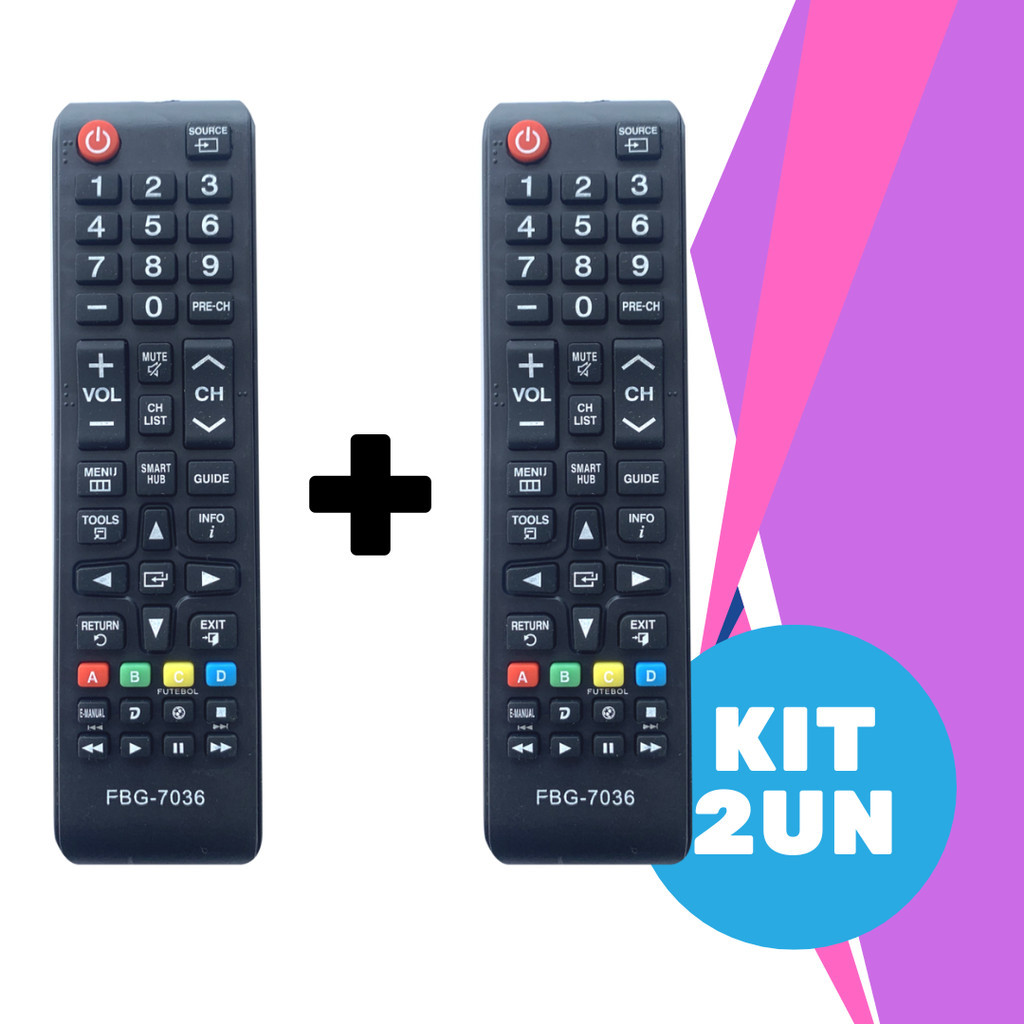 Kit 2un controle tv samsung  Smart Hub TV Universal - 7036/7028 N-Fe td