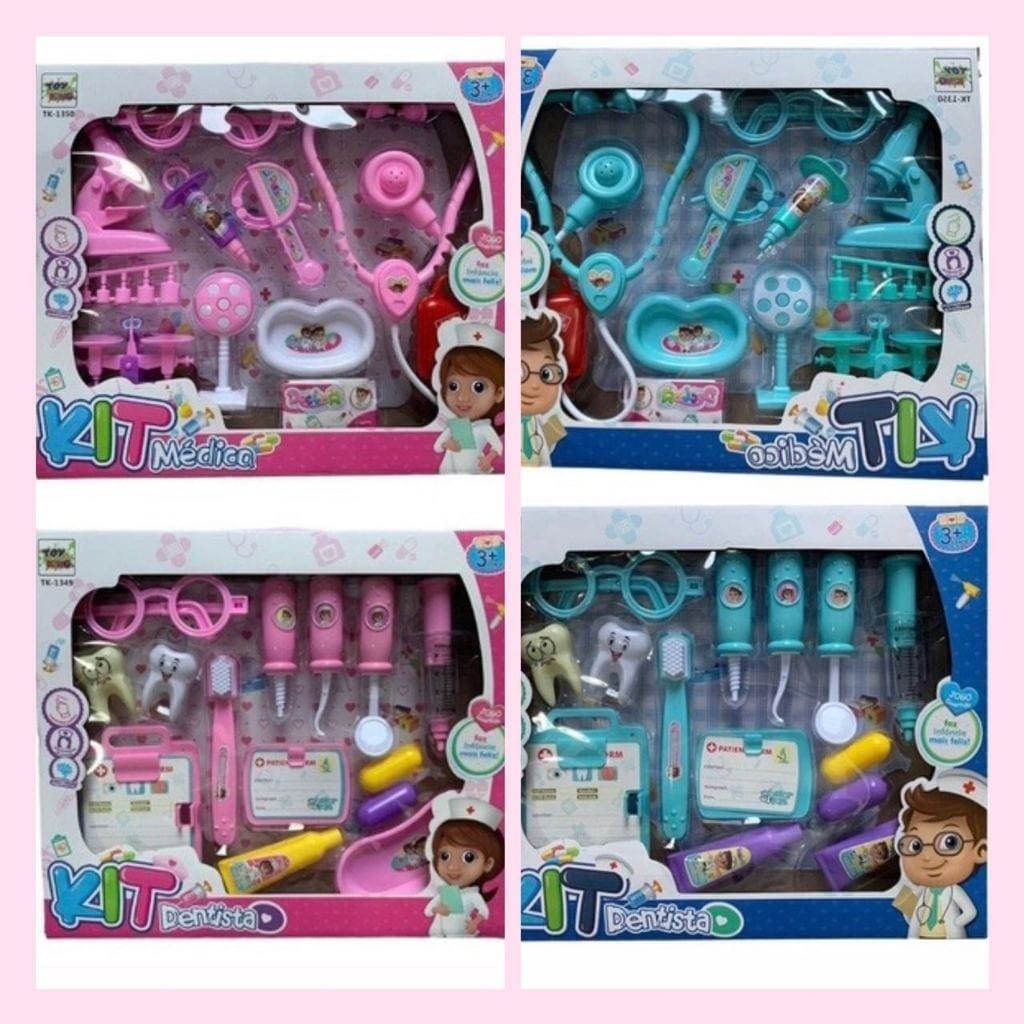 Kit Médica/Médico Kit Dentista Brinquedo Infantil Doutor Doutora Super Kit