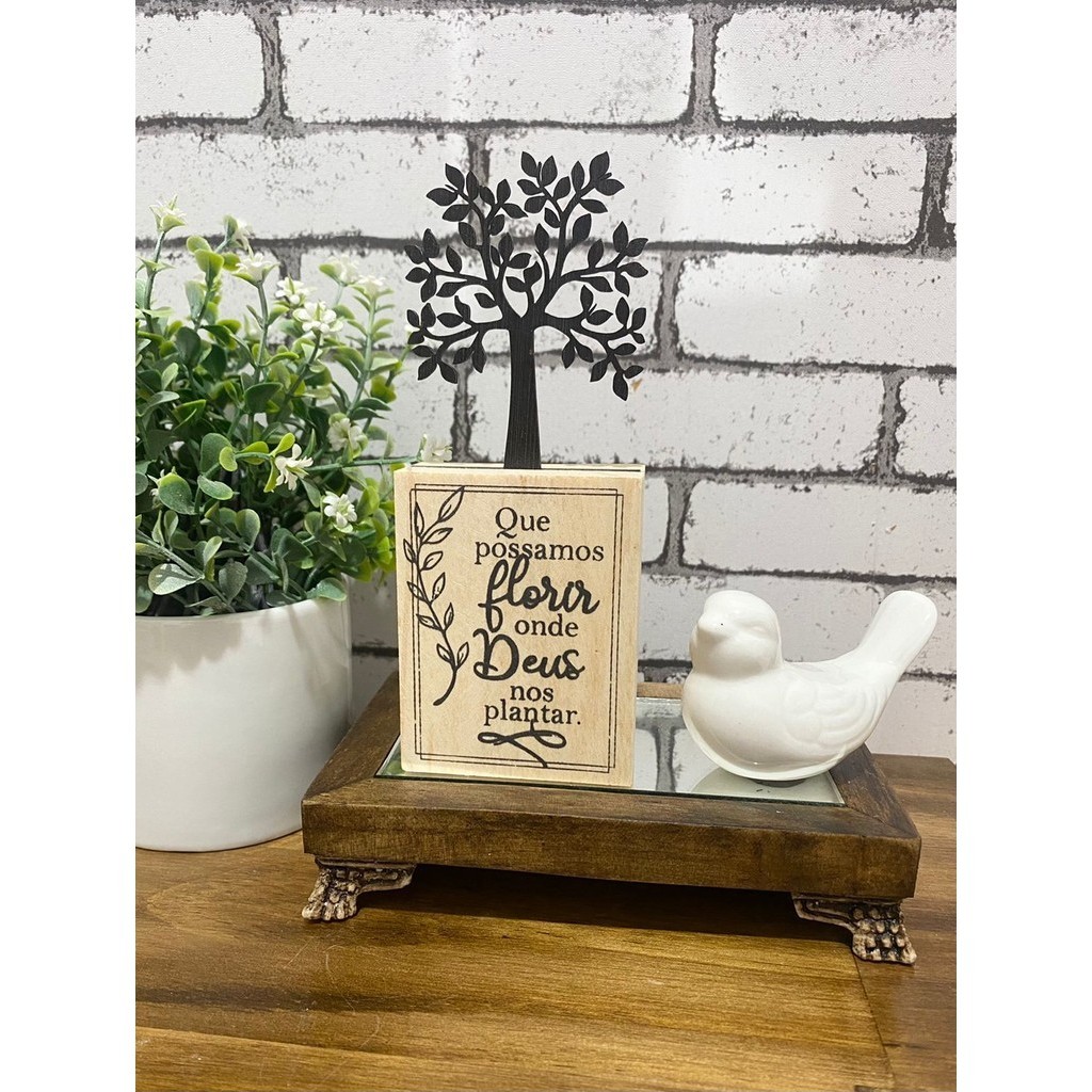 Placa de Mesa Decorativa Florir onde Deus nos Plantar Totem Deus em Oferta na Shopee