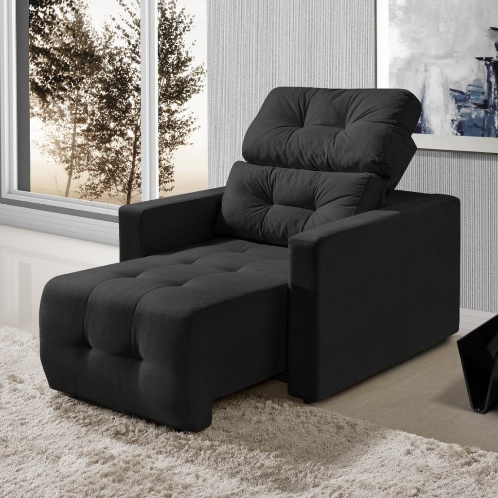 Poltrona Retrátil Reclinável Alba Yescasa Preto - Home & Living