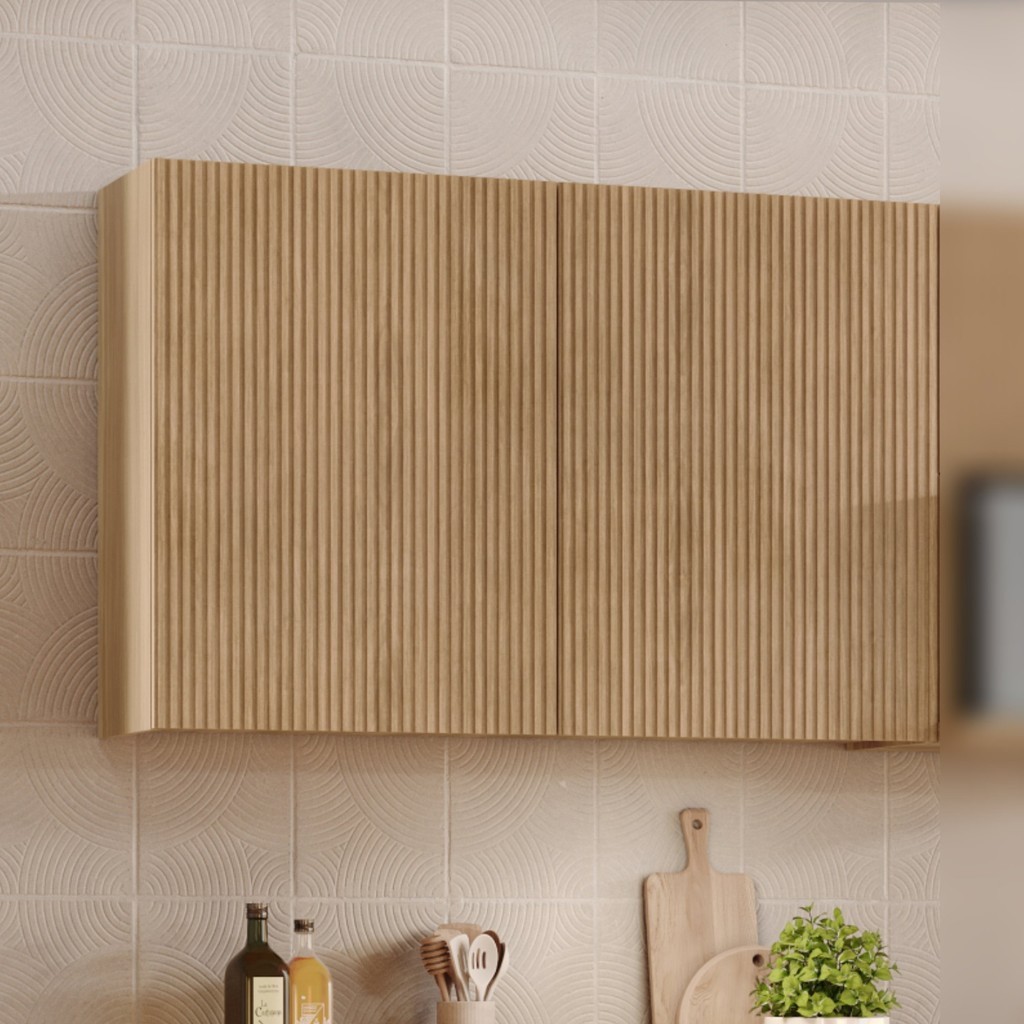 Armário Aéreo 2 Portas 80Cm Ripado  100% Mdf Rainha - Home & Living