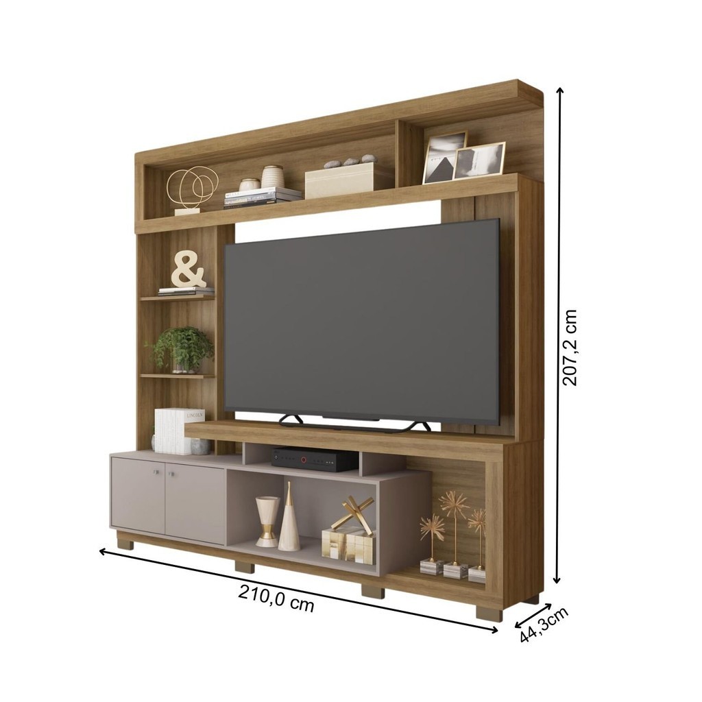Detalhes do Estante Home Para TV 55 Polegadas com 2 Portas Formosa Lamina Mel/Cacao