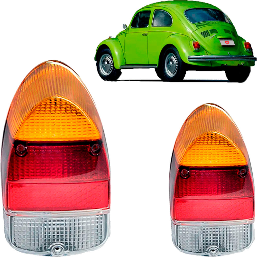 Par Lente Lanterna Traseira Fusca 1970 1971 1972 1973 1974 1975 1976 1977 1978 1979 Tricolor
