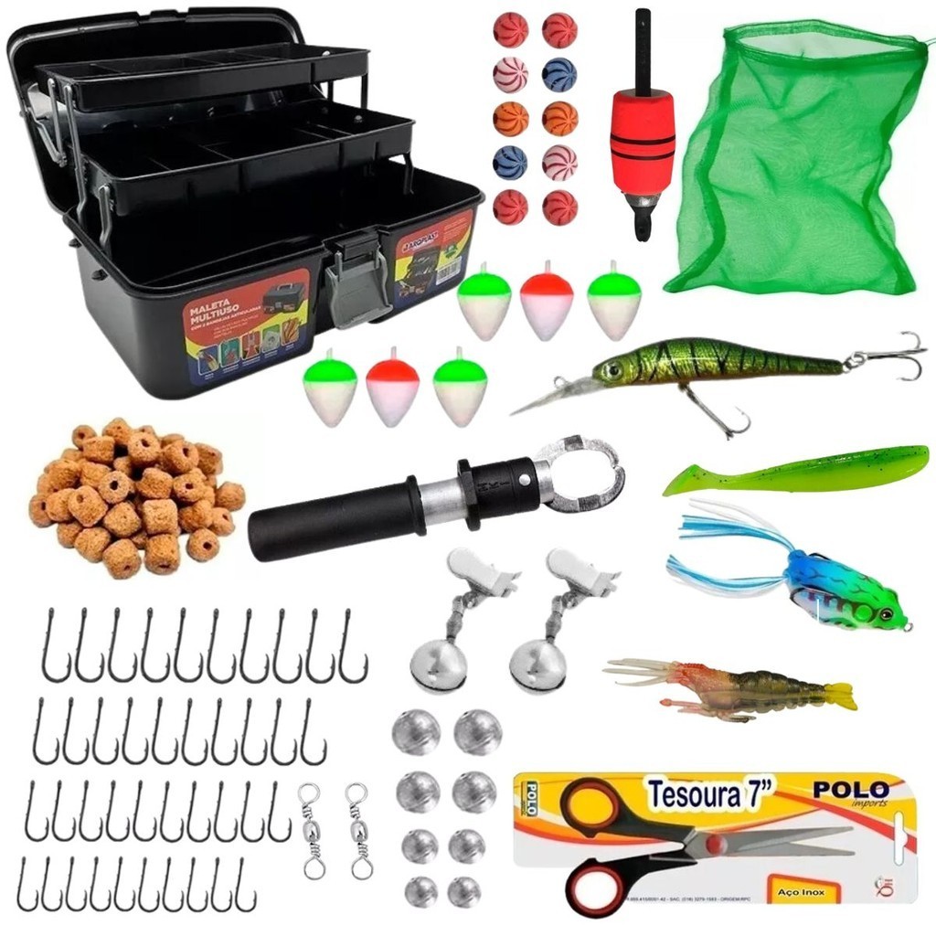 Kit De Pesca Com Iscas Maleta E Acessorios - Sports & Outdoors