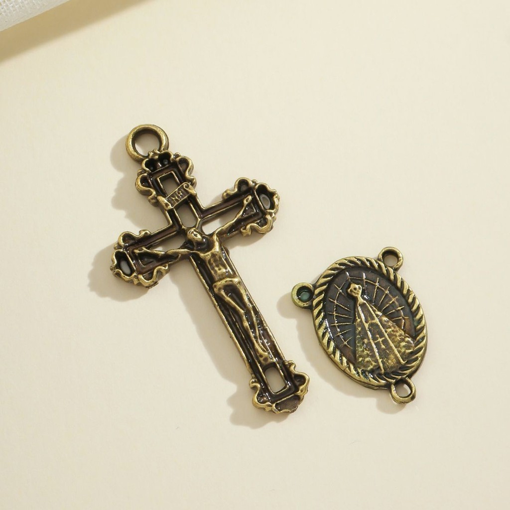 50 Entremeios Para Terço Nossa Senhora Aparecida + 50 Crucifixos Ouro Velho Níquel e Dourado Alta Qualidade