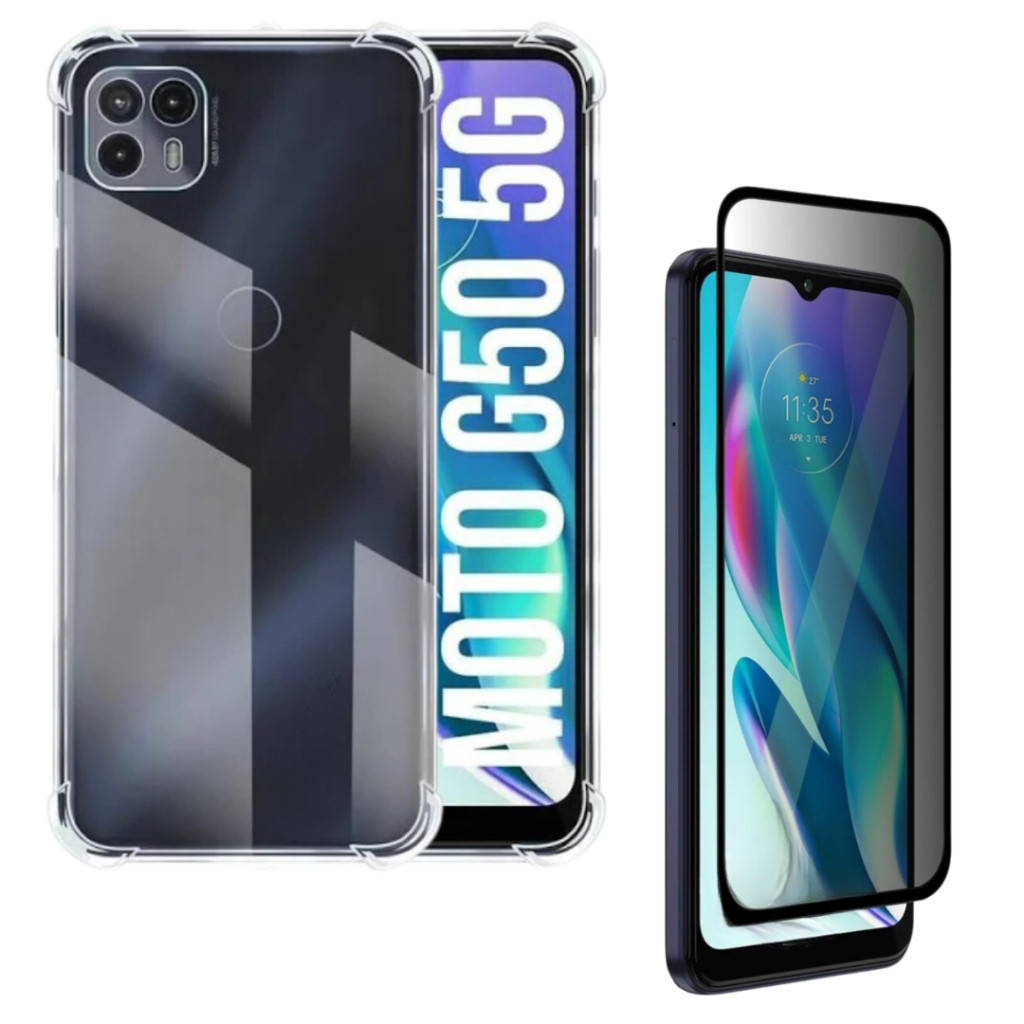 Capa Case Capinha Anti Queda Compatível Com Motorola Moto G50 5G + Película 3D Privacidade