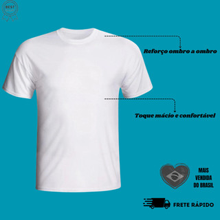 Camiseta Básica 100% Algodão Reforço Ombro a Ombro Masculina Lisa Modelagem e Caimento Moderno