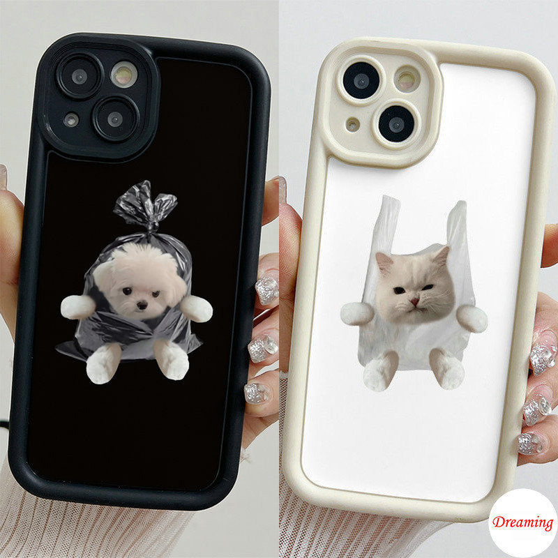 Capa Para Samsung Galaxy A05 A04 A03 A02 A15 A14 A13 A12 A11 A25 A24 A23 A22 A21S A20 A35 A34 A33 A32 A31 A30 Design Anti-Queda Olho De Anjo Motivo Cachorro Gato Com Bolsas Plásticas