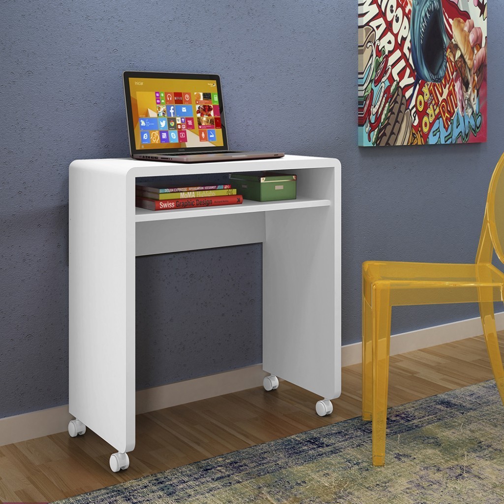 Escrivaninha Office Smile Mesa para Notebook Computador Branca - Olivar Móveis em Oferta na Shopee