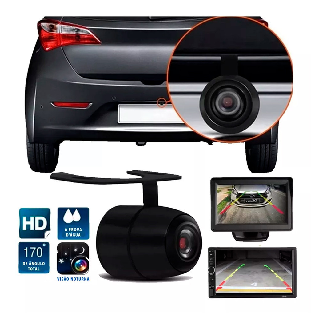 Câmera Ré Automotiva Estacionamento Colorida Borboleta 2/1 First Option XD-021E Resolução 480 Linhas em Oferta na Shopee