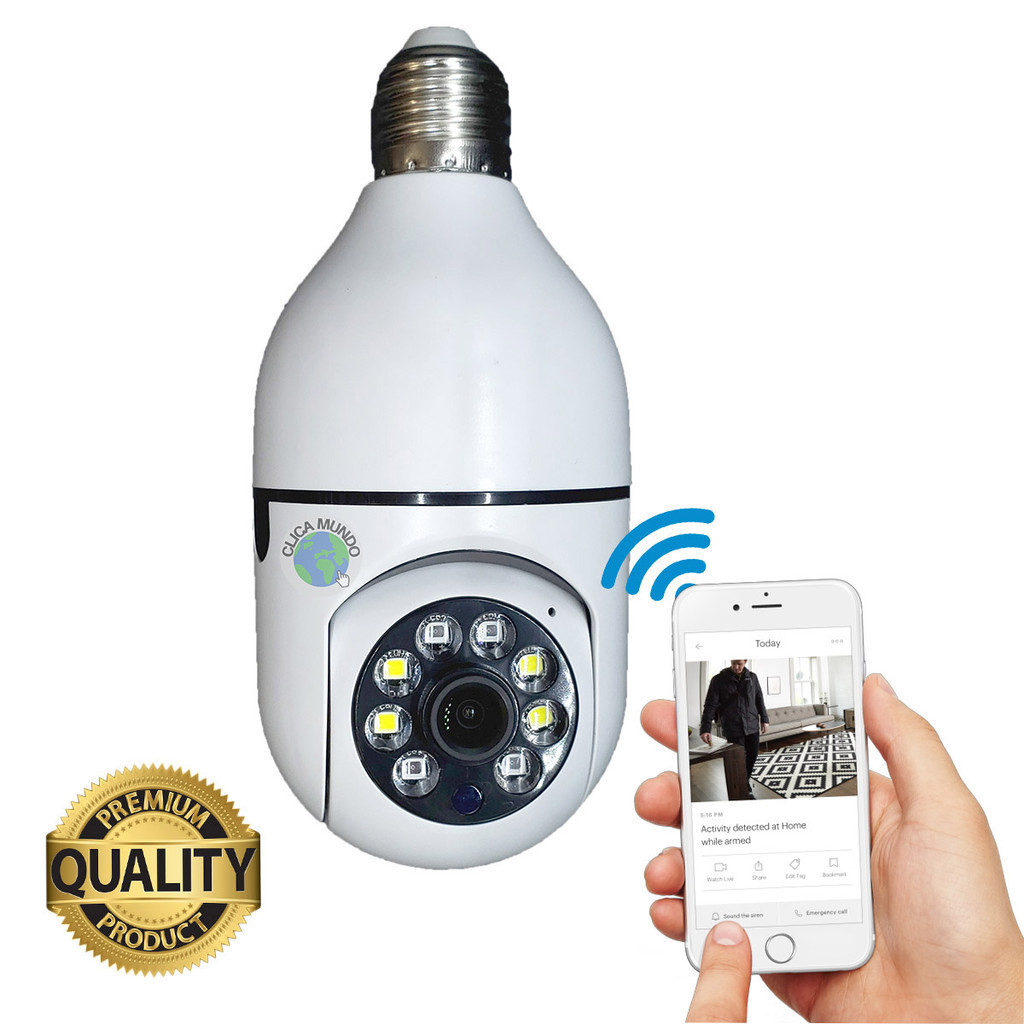 Camera Ip Segurança Lampada Panoramica Rastreio Wifi Espia ads