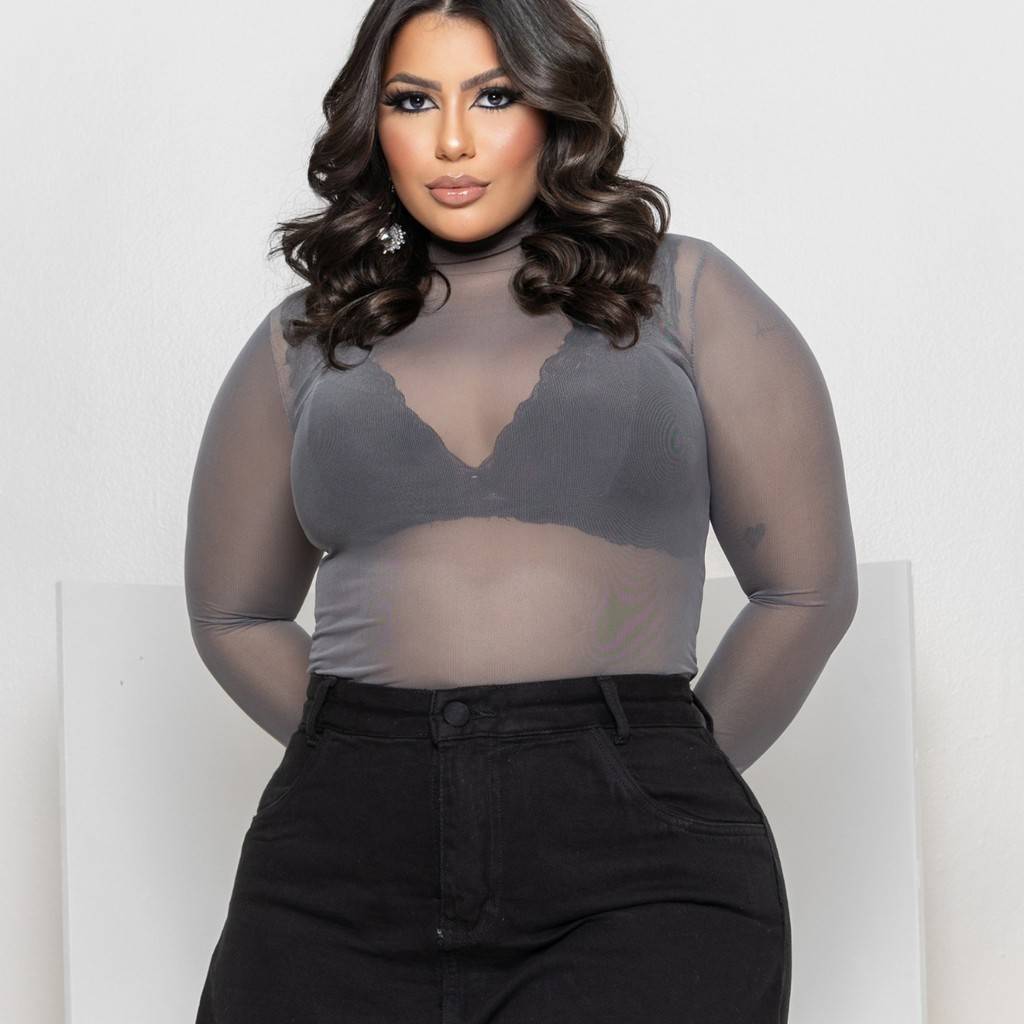 Short Saia Jeans Preto Plus Size Feminino Cintura Alta — imagem 2 de 2