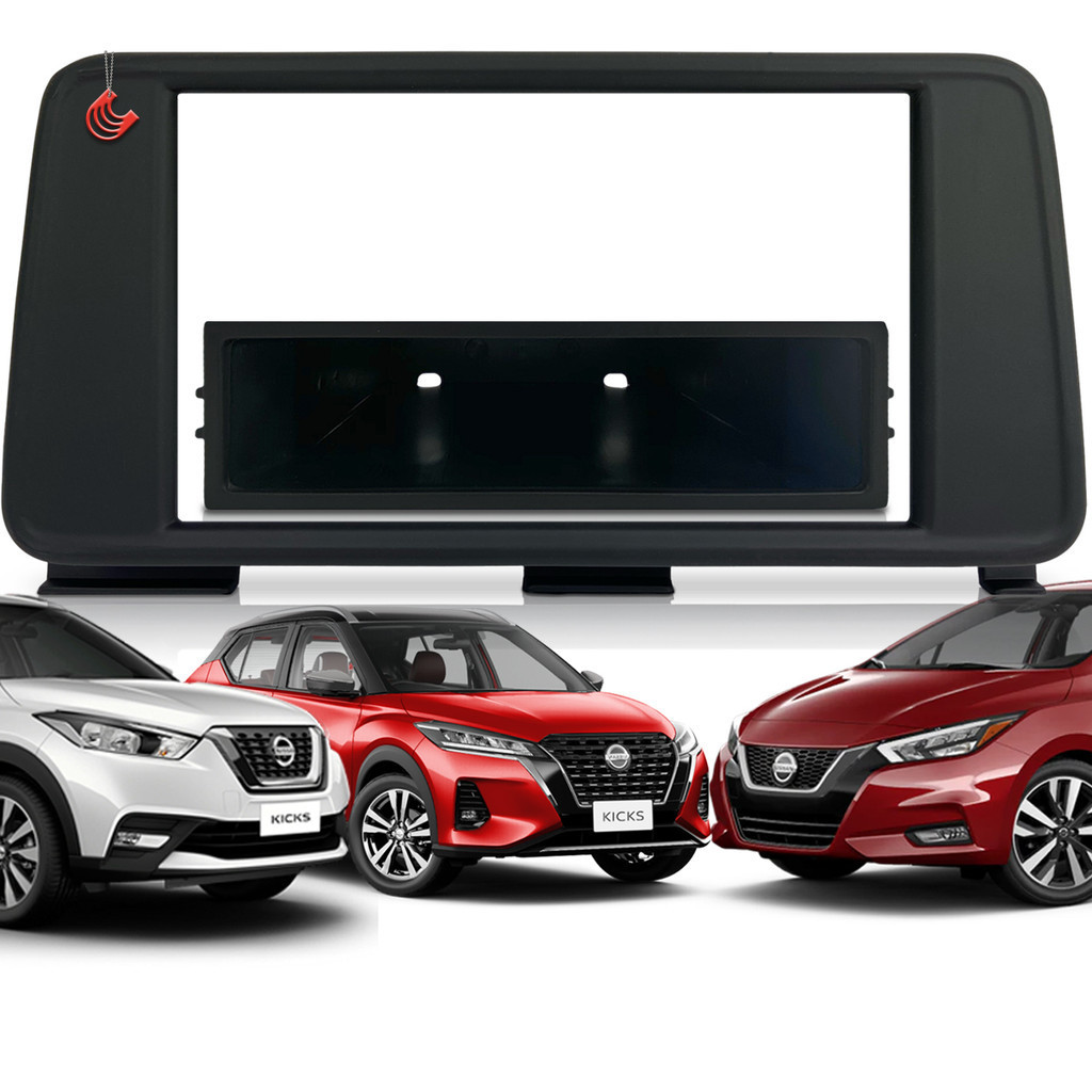 Moldura Painel 2 Din Central Multimidia Dvd Mp5 Preto Soft Nissan Kicks 17/ Versa 21/