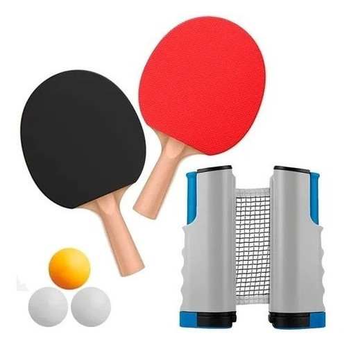 Kit Ping Pong Portátil 2 Raquetes Rede Retrátil 3 Bolinhas