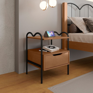 Mesa de Cabeceira Oasis 1 Gaveta Preto/Nature - Art Panta em Oferta na Shopee