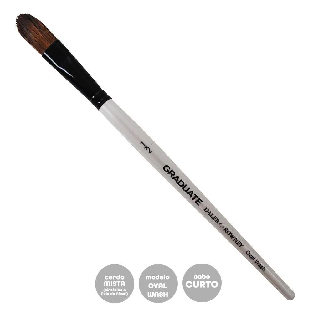 Pincel Daler Rowney Grad Oval Wash 1/2 Cerda Mista Cabo Curto