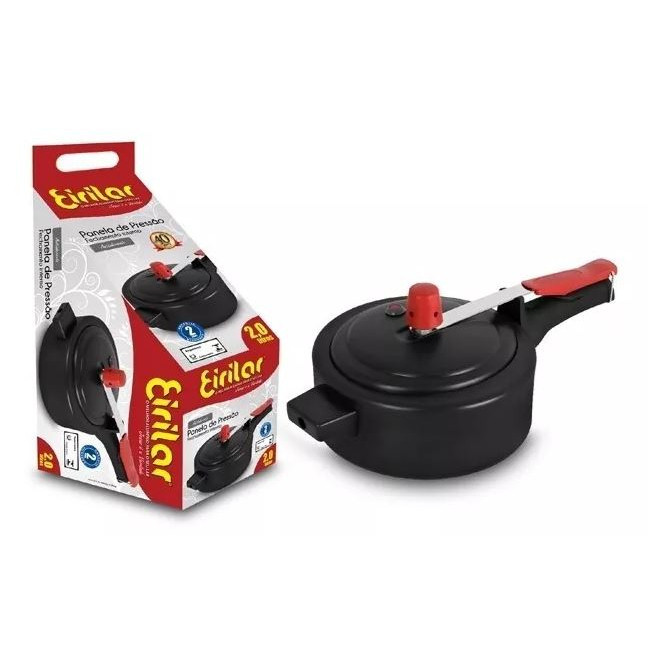 Panela De Pressão Pequena 2 Litros Polida/Eiriflon/Bordô Eirilar - Com Haste Limpadora em Oferta na Shopee