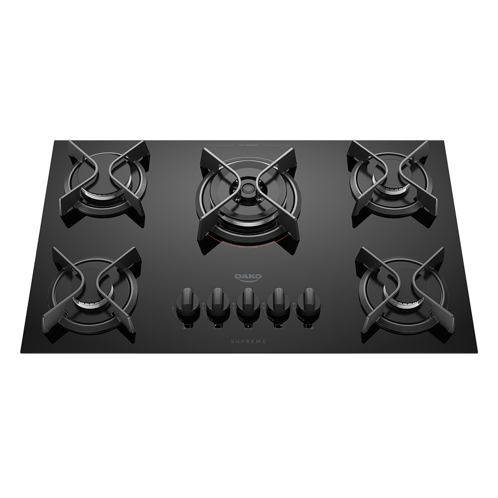 Cooktop 5 Bocas a Gás Dako Supreme com Queimador Tripla Chama e Mesa de Vidro Temperado Preto Bivolt em Oferta na Shopee