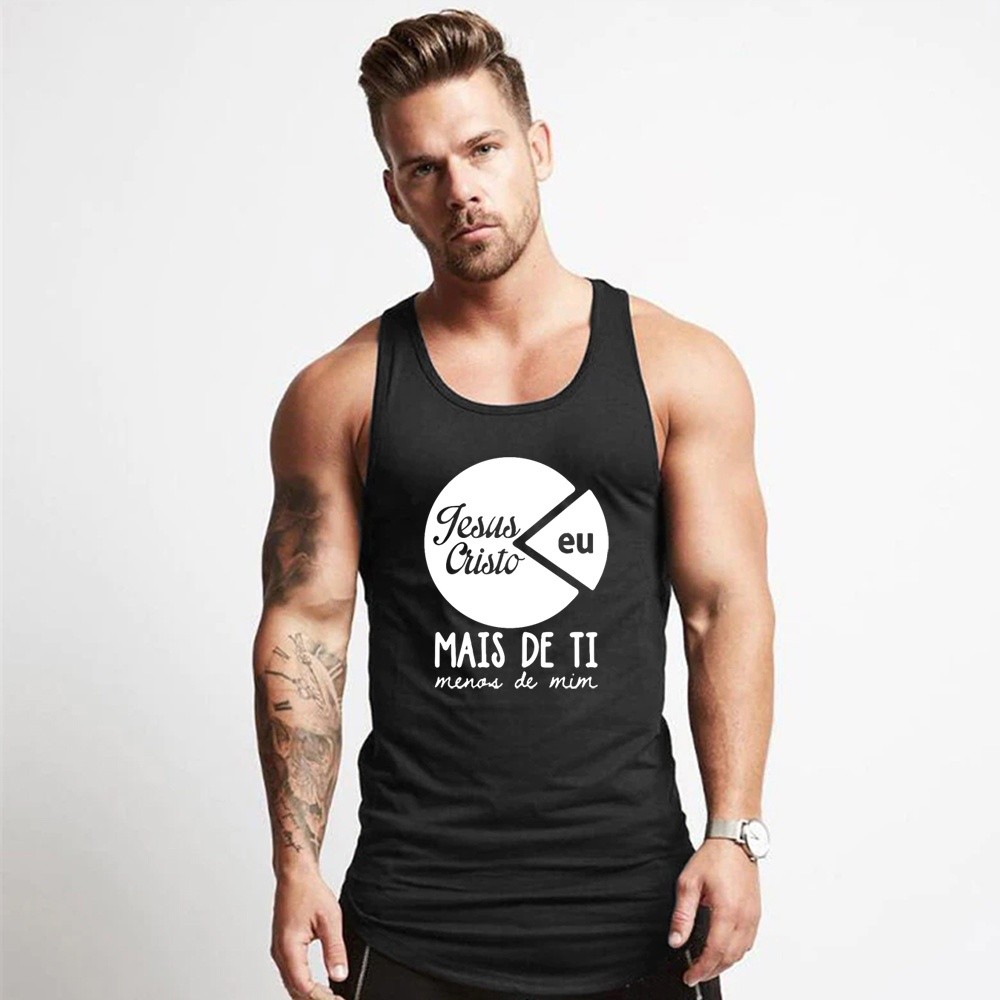 Camiseta Regata td Masculina Americana Nadador Frase Cristã Gospel Fitness Academia envio imediato
