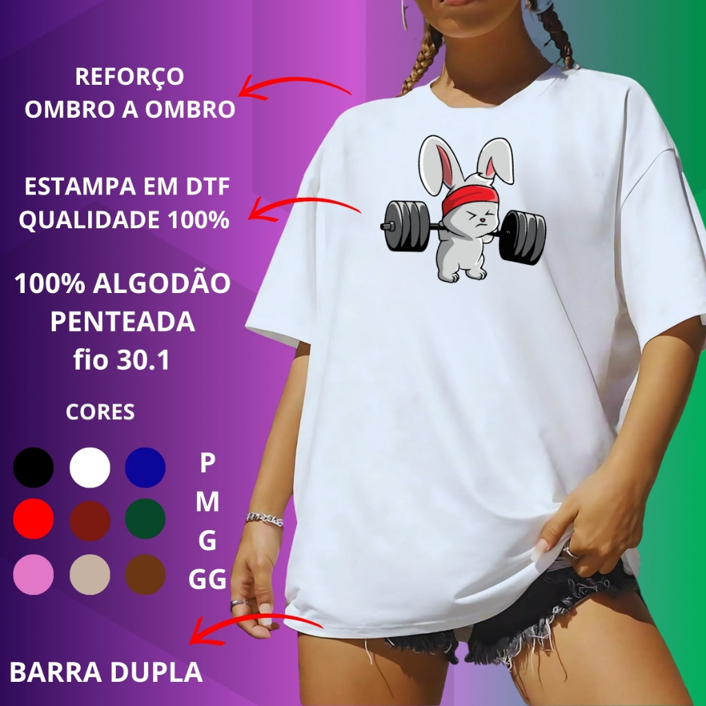 T-Shirt Feminina Larga Estilo Americano Streetwear | Camiseta 100% Algodão Premium para Academia