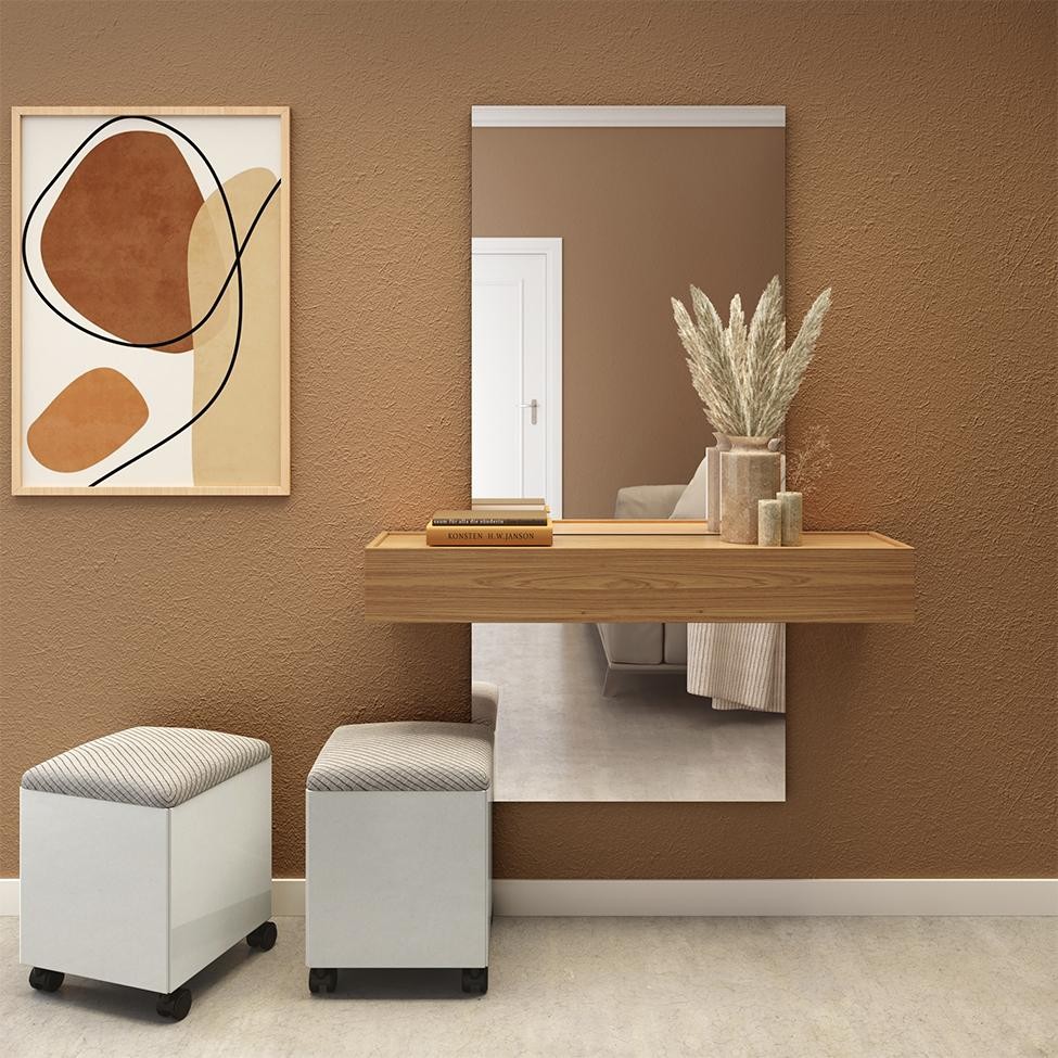 Aparador Suspenso com Espelho Liana 1 GV Freijó em Oferta na Shopee