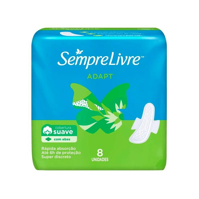 Absorvente Sempre Livre Adapt Suave com Abas 8 Unidades em Oferta na Shopee