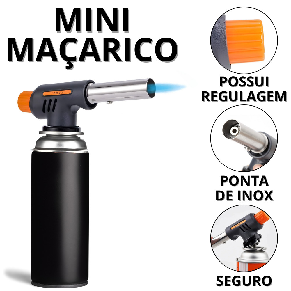 Maçarico Culinário Portátil Macarico Portatil Para Cozinha Com Regulagem Confeitaria Gourmet Casa