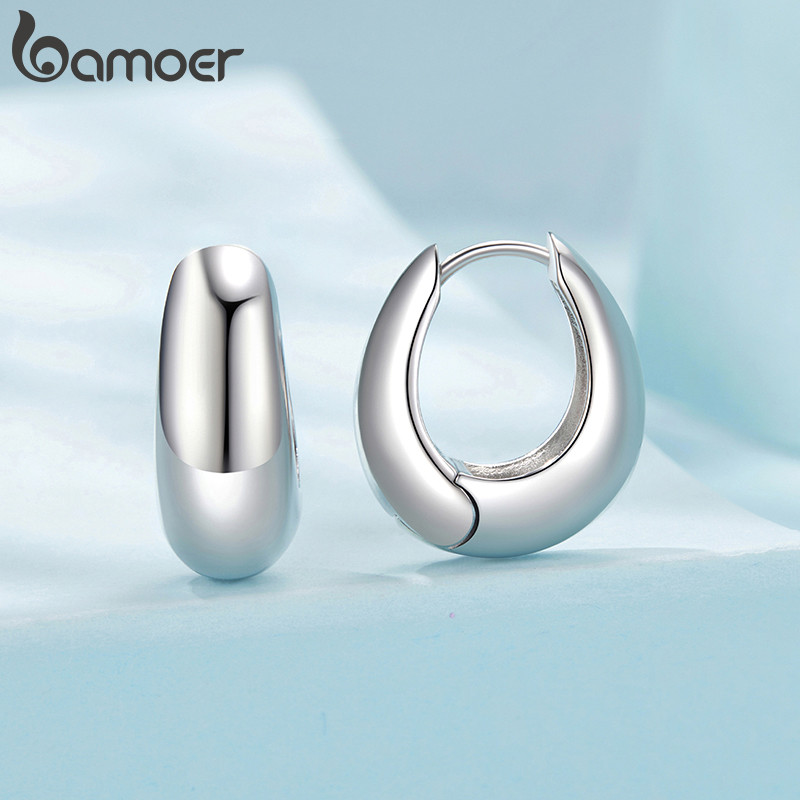 Detalhes do Brincos De Argola Bamoer , Joias Clássicas Simples , Presentes Para Mulheres