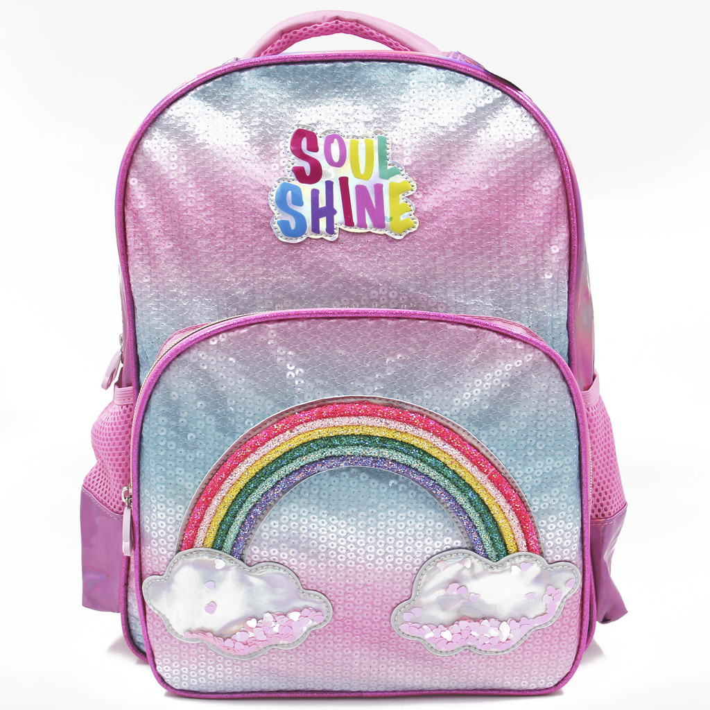 Mochila Costas Arco Íris Infantil Soul Shine Paetê Brilho Nova Rio