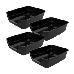 Kit 4 Caixa de Areia Gatos Grande 62x50x20 Furba Jumbox Pet Injet - Preto